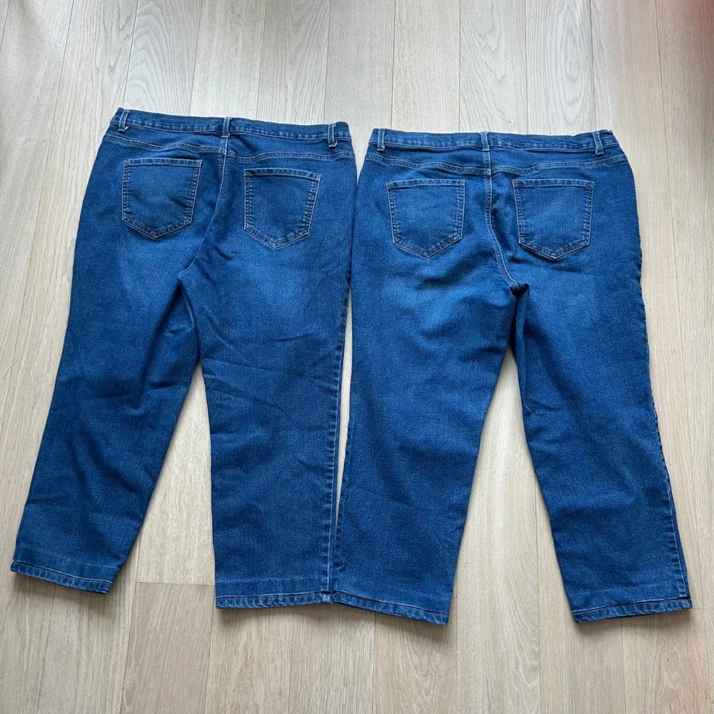2 Gloria Vanderbilt Amanda Jeans 18WS Blue High Rise Tapered Stretch Denim Short